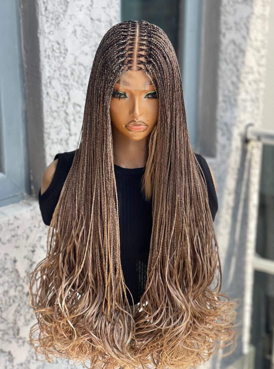 Golden Goddess 2x6 French Curl Braided Wig