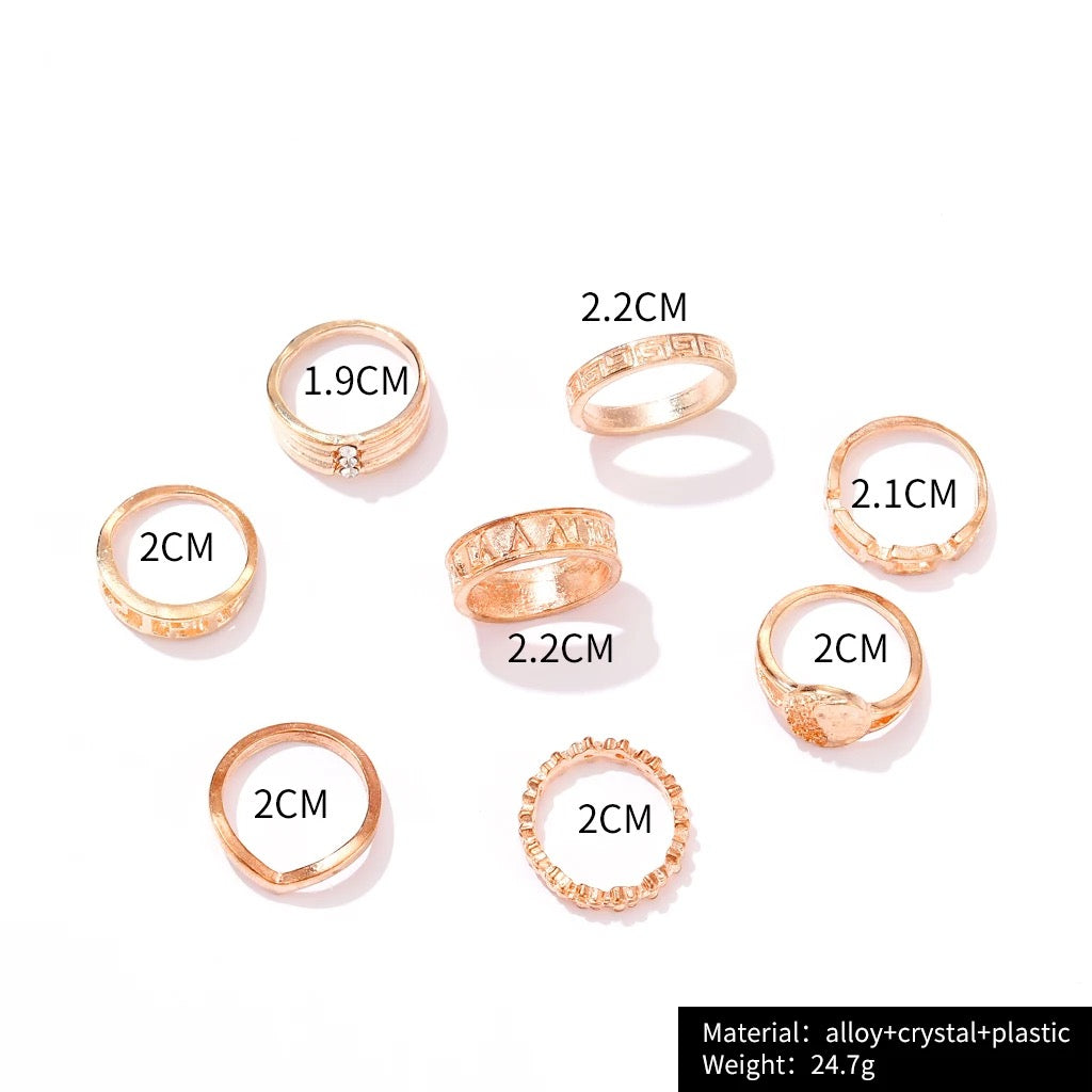 Cute gold rings 8 pieces