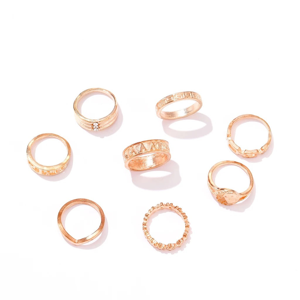 Cute gold rings 8 pieces